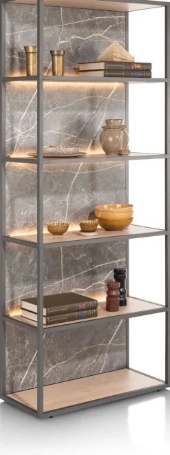 Online XOOON HELSINKI boekenkast 80 cm - 5-niches (+ LED) - eiken look
