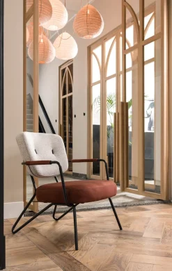 Discount XOOON June fauteuil in combi stof met zwart metalen frame