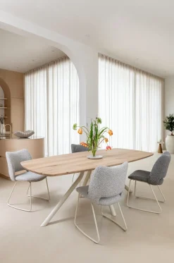 Hot XOOON KODI eetkamerstoel - frame nebbia - stof Brioni - kiezel