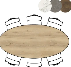 New XOOON Masura ellipsvormige eettafel met zwarte metalen poot 220x105cm