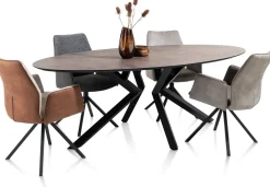 Online XOOON Masura ellipsvormige eettafel met zwarte metalen poot 220x105cm