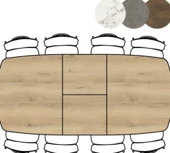 Hot XOOON Masura ovale uitschuiftafel met metalen poot 180(+60)x110cm