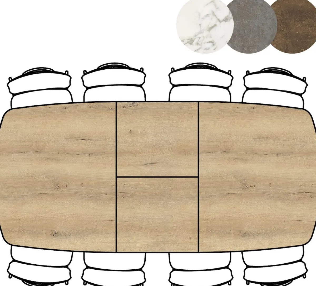 Hot XOOON Masura ovale uitschuiftafel met metalen poot 180(+60)x110cm