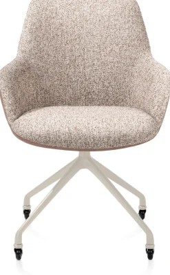 Online XOOON Mats, armstoel aluminium frame wielen creme - combi Pala cognac + Luton koper