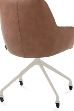 Online XOOON Mats, armstoel aluminium frame wielen creme - combi Pala cognac + Luton koper