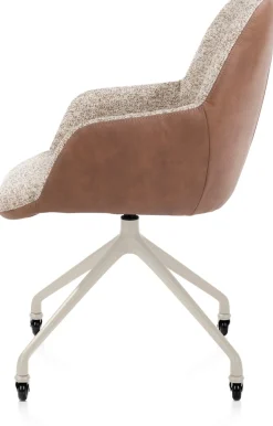 Online XOOON Mats, armstoel aluminium frame wielen creme - combi Pala cognac + Luton koper