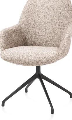 Online XOOON Mats, armstoel aluminium frame 4-poots - draaibaar rough off black - stof Luton - koper