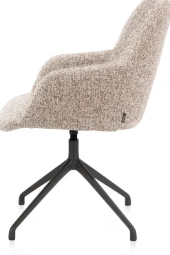 Online XOOON Mats, armstoel aluminium frame 4-poots - draaibaar rough off black - stof Luton - koper