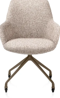 New XOOON Mats, armstoel aluminium frame wielen steelbrown - stof Luton - koper