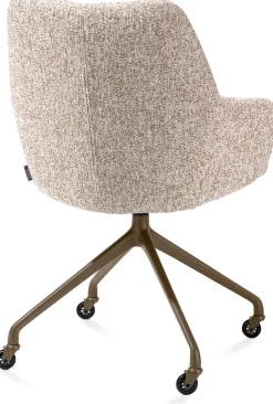 New XOOON Mats, armstoel aluminium frame wielen steelbrown - stof Luton - koper