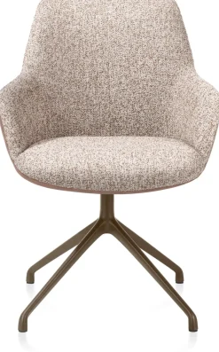 Discount XOOON Mats, armstoel aluminium frame 4-poots - draaibaar steelbrown - Pala cognac + Luton koper