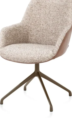 Discount XOOON Mats, armstoel aluminium frame 4-poots - draaibaar steelbrown - Pala cognac + Luton koper