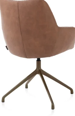 Discount XOOON Mats, armstoel aluminium frame 4-poots - draaibaar steelbrown - Pala cognac + Luton koper