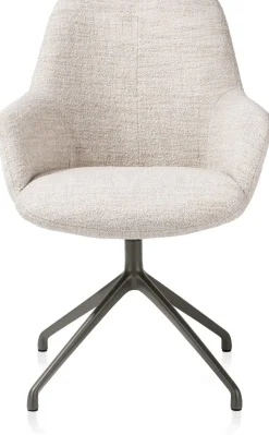 Outlet XOOON Mats, armstoel aluminium frame 4-poots - draaibaar grafiet - stof Luton - Creme