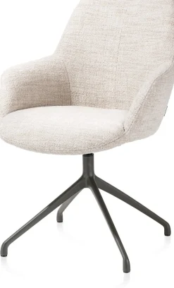 Outlet XOOON Mats, armstoel aluminium frame 4-poots - draaibaar grafiet - stof Luton - Creme