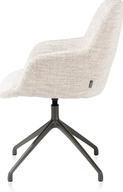 Outlet XOOON Mats, armstoel aluminium frame 4-poots - draaibaar grafiet - stof Luton - Creme