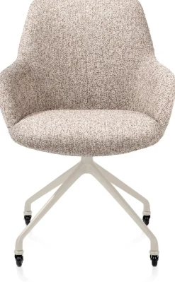 Discount XOOON Mats, armstoel aluminium frame wielen creme - stof Luton - koper