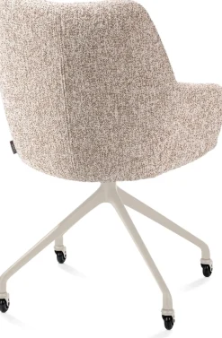 Discount XOOON Mats, armstoel aluminium frame wielen creme - stof Luton - koper