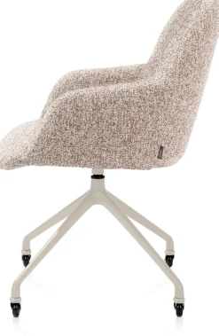 Discount XOOON Mats, armstoel aluminium frame wielen creme - stof Luton - koper