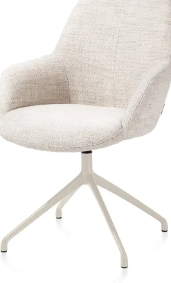 Sale XOOON Mats, armstoel aluminium frame 4-poots - draaibaar creme - stof Luton - Creme