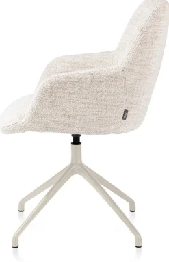 Sale XOOON Mats, armstoel aluminium frame 4-poots - draaibaar creme - stof Luton - Creme