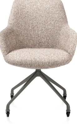 Discount XOOON Mats, armstoel aluminium frame wielen grafiet - stof Luton crème - koper