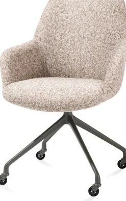 Discount XOOON Mats, armstoel aluminium frame wielen grafiet - stof Luton crème - koper