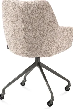 Discount XOOON Mats, armstoel aluminium frame wielen grafiet - stof Luton crème - koper