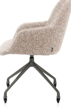 Discount XOOON Mats, armstoel aluminium frame wielen grafiet - stof Luton crème - koper