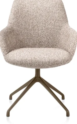 Discount XOOON Mats, armstoel aluminium frame 4-poots - draaibaar steelbrown - stof Luton - koper