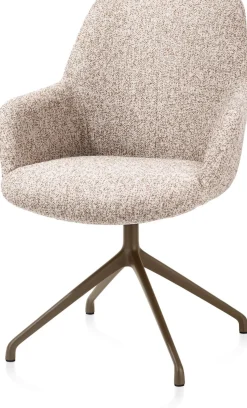 Discount XOOON Mats, armstoel aluminium frame 4-poots - draaibaar steelbrown - stof Luton - koper