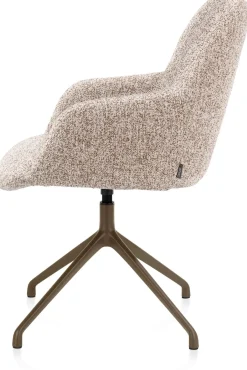 Discount XOOON Mats, armstoel aluminium frame 4-poots - draaibaar steelbrown - stof Luton - koper