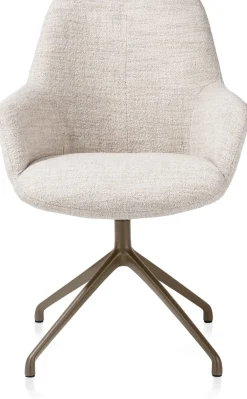 XOOON Mats, armstoel aluminium frame 4-poots - draaibaar steelbrown - stof Luton - Creme