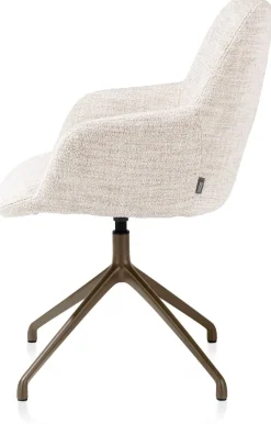XOOON Mats, armstoel aluminium frame 4-poots - draaibaar steelbrown - stof Luton - Creme