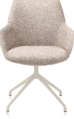 Discount XOOON Mats, armstoel aluminium frame 4-poots - draaibaar creme - stof Luton - koper