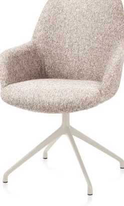 Discount XOOON Mats, armstoel aluminium frame 4-poots - draaibaar creme - stof Luton - koper