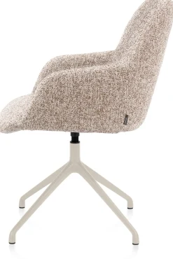 Discount XOOON Mats, armstoel aluminium frame 4-poots - draaibaar creme - stof Luton - koper