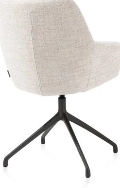 Online XOOON Mats, armstoel aluminium frame 4-poots - draaibaar rough off black - stof Luton - Creme