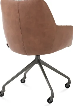 Online XOOON Mats, armstoel aluminium frame wielen grafiet - combi Pala cognac + Luton koper