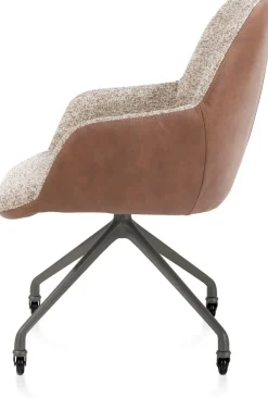 Online XOOON Mats, armstoel aluminium frame wielen grafiet - combi Pala cognac + Luton koper