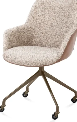 Discount XOOON Mats, armstoel aluminium frame wielen steelbrown - combi Pala cognac + Luton koper