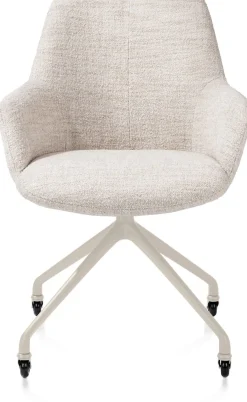 Clearance XOOON Mats, armstoel aluminium frame wielen creme - stof Luton - Creme