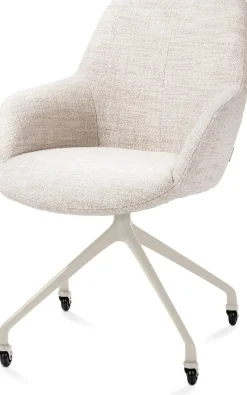 Clearance XOOON Mats, armstoel aluminium frame wielen creme - stof Luton - Creme