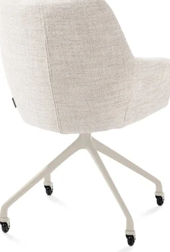 Clearance XOOON Mats, armstoel aluminium frame wielen creme - stof Luton - Creme