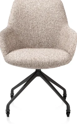 Hot XOOON Mats, armstoel aluminium frame wielen rough off black - stof Luton - koper