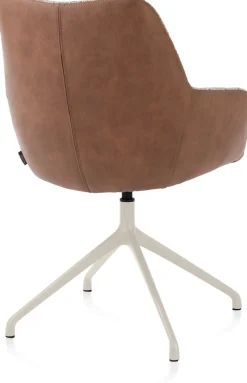Outlet XOOON Mats, armstoel aluminium frame 4-poots - draaibaar creme - Pala cognac + Luton koper