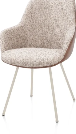 Outlet XOOON Mats, armstoel 4-poots - creme - combi Pala cognac + Luton koper