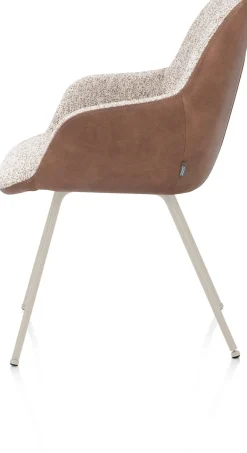 Outlet XOOON Mats, armstoel 4-poots - creme - combi Pala cognac + Luton koper