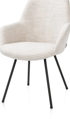 Clearance XOOON Mats, armstoel 4-poots - rough off black - stof Luton - Creme