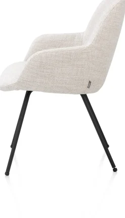 Clearance XOOON Mats, armstoel 4-poots - rough off black - stof Luton - Creme